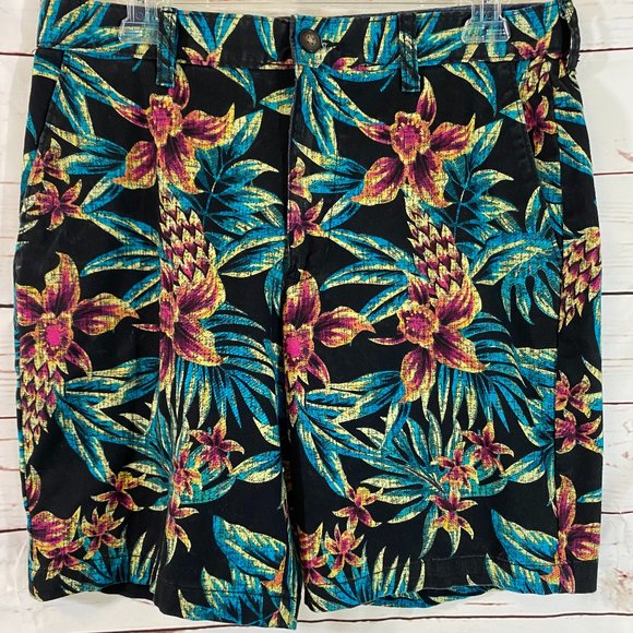 George Black Multicolor Floral Print Bermuda Shorts NWOT Women's Size 32 Small - Picture 1 of 12